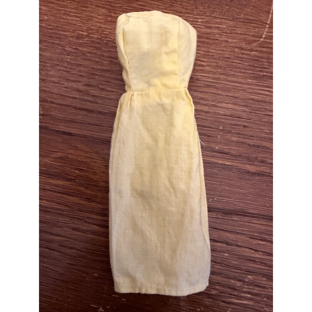 Vintage 1960s Barbie Yellow Strapless Sheath Dress